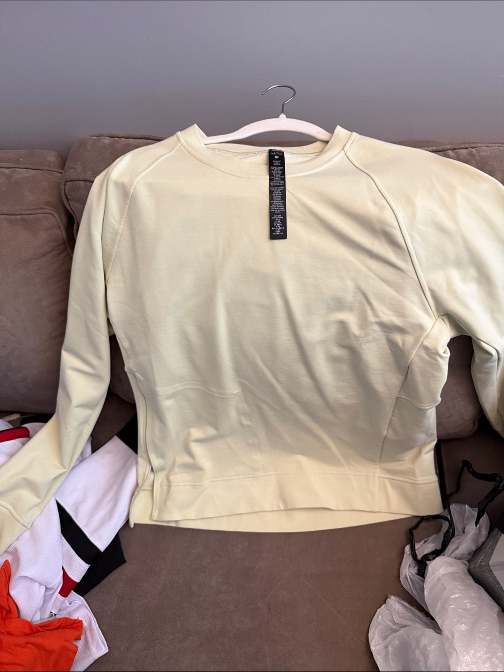 lululemon athletica Men's Light Yellow Crewneck Sweatshirt